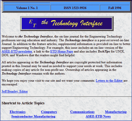 ET - Technology Interface Journal